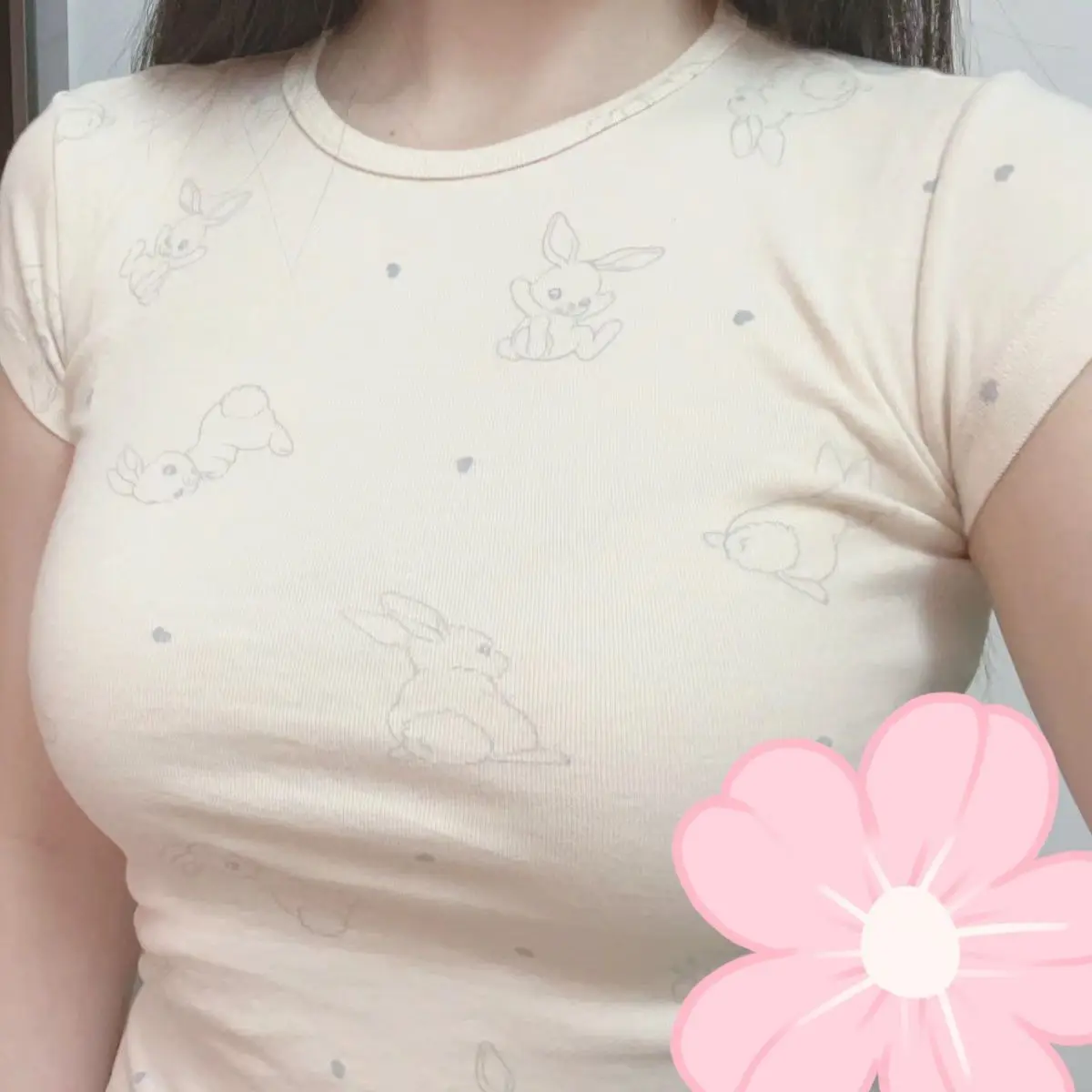 Pure Cotton Front Shoulder Short-sleeved T-shirt for Women in Summer New Sweet Slim Short Slim Top