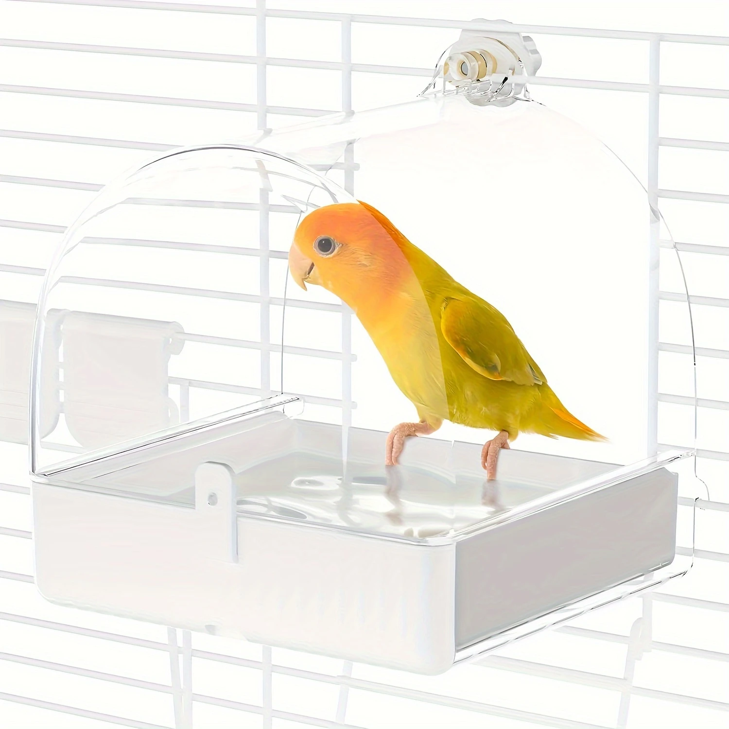 

Bath for Cage Large PVC Box for Parakeets, Cockatiels, Finches, Lovebirds, and Mynahs