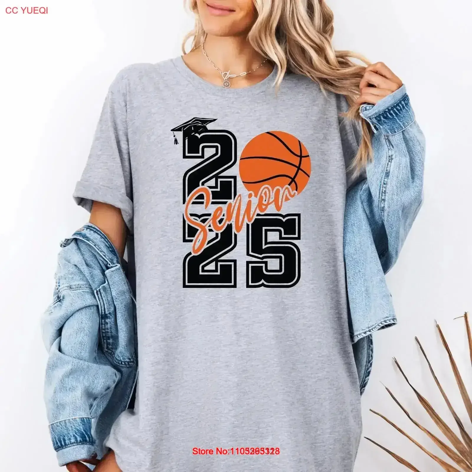 Senior Basketball 2025 T-Shirt Abschlussfeier Vintage Washed Herren Lässiges Grafik-T-Shirt Dehnbar Atmungsaktiv Vintage Washed