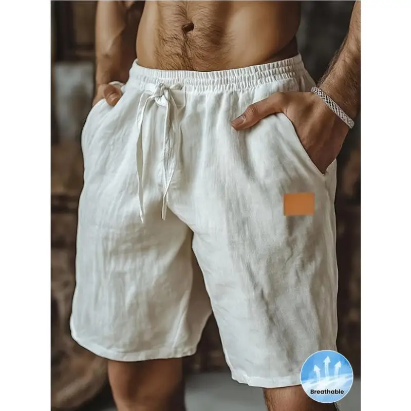 

New 2026 Men's Linen orts Breathable Dstring Elastic Waist Ciwalk Long Pants Non-stretch Fiber Large Size