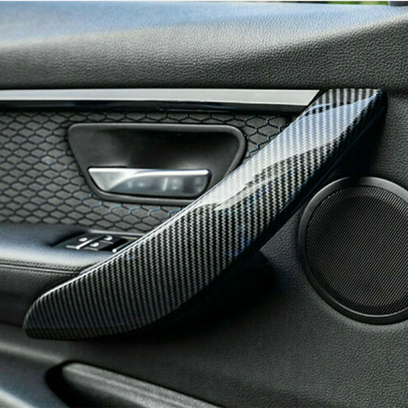 4Pcs Interior Door Handle Cover Trim Carbon Fiber Look For BMW 3 Series F30 F31 2012-2019 3GT F34 2013-2019 F33 F36 2014-2019