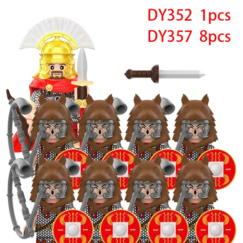 Figurines d'action de la série militaire médiévale, blocs de construction, Centurion romaine, château Empire, chevalier, soldat, personnages de film, jouet en briques