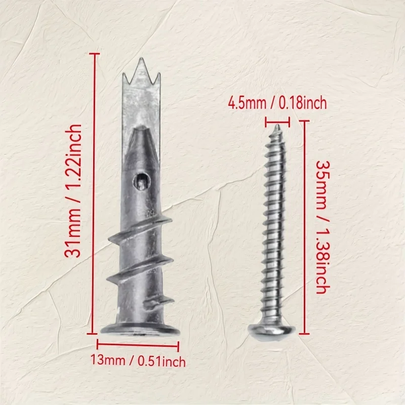 20 Sets Self Diamond Gypsum Board Anchor Bolt Spiral Expansion Screw Heavy Duty Metal Wall Anchor