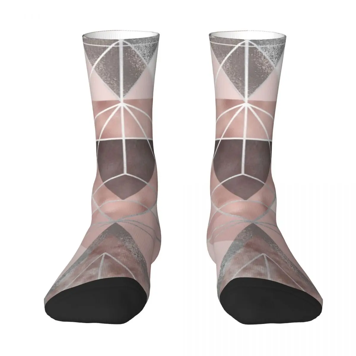 

Abstract Geo In Blush Pink And Grey Socks Harajuku Super Soft Stockings All Season Long Socks Accessories for Unisex Gifts