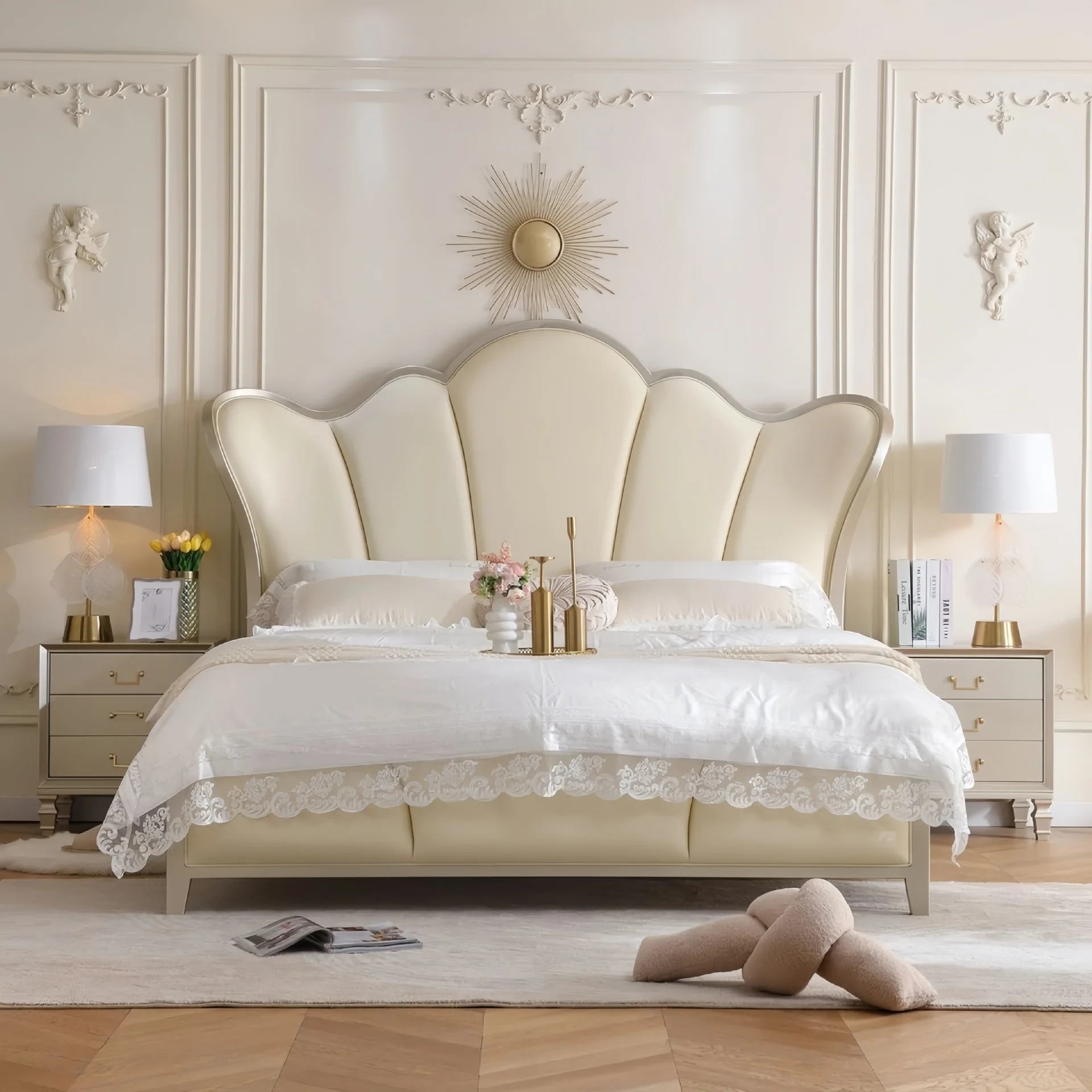 

Customizable American Solid Wood 1m 8 Double Master Bedroom Modern Simple European Bed French Princess Bed Queen Bed