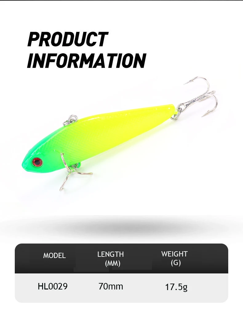 Volin NEW 1pc Vibration Bait  Fising Lure 70mm/17.5g Lipless Crankbaits Hard Artificial VIB Bait For Seabass Inshore Sea Fishing