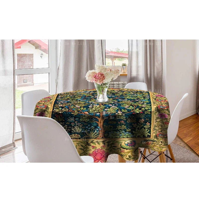 William Morris Tree Of Life Sprouting Thick Entwined Flowers Mille Fleurs Round Tablecloth By Ho Me Lili Decoration Kitchen