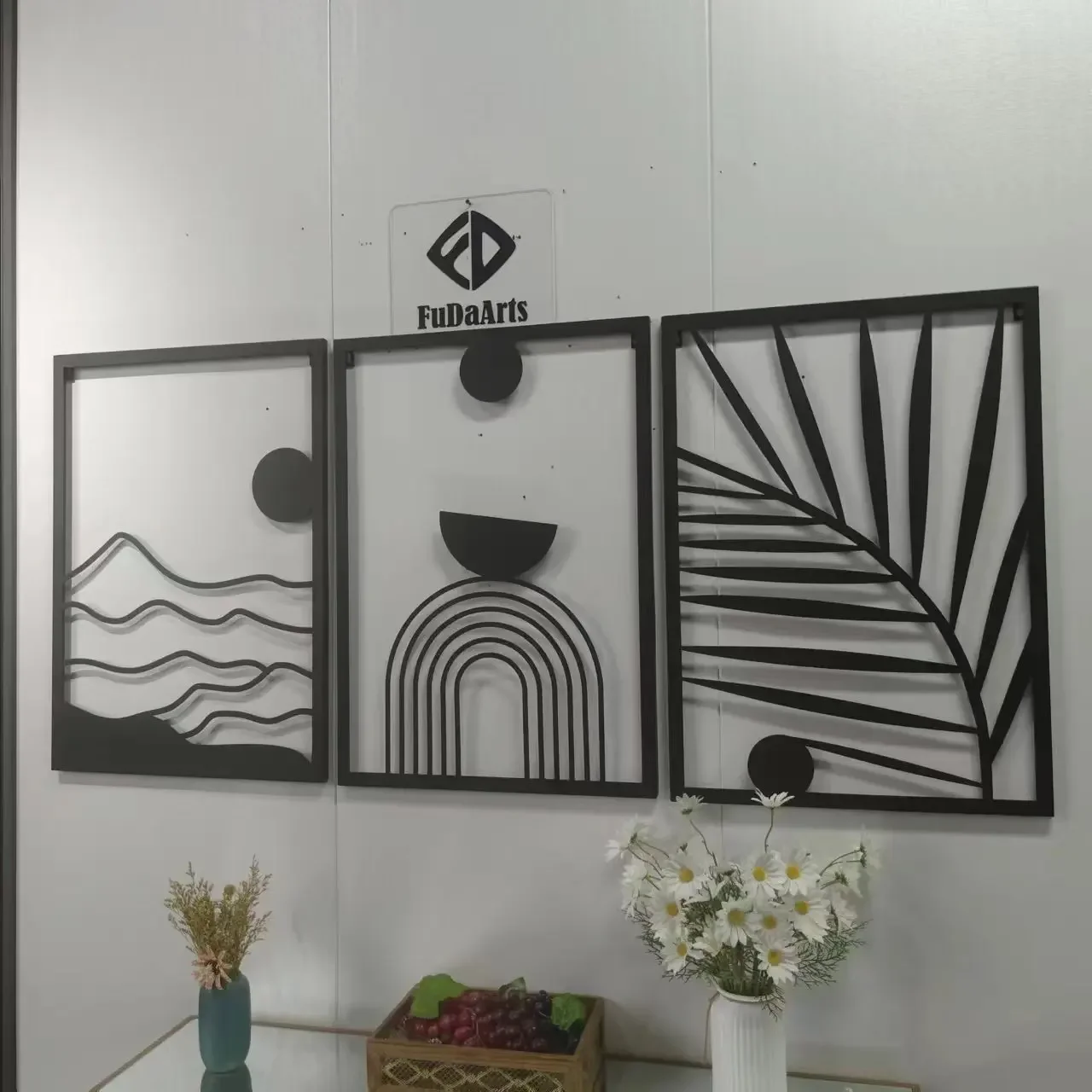 

-70X50cm SET3 Nordic iron line art Wall decoration 2024 new black minimalist abstract wall art geometric murals