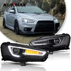 2PCs Car Headlight Assembly For Mitsubishi Lancer 2008-17 LED Dynamic Turning Signals DRL Dual Beam Lens Car Tuning Head Lights