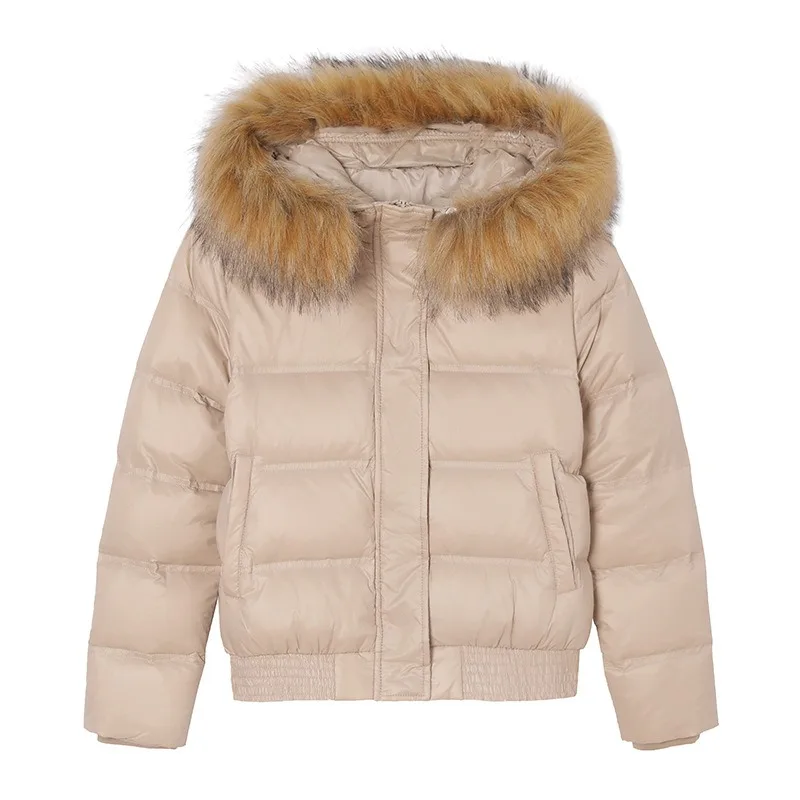 2025年ファッションジャケット レディース ショート丈 韓国版 新作 防寒 冬服 大きなウール襟付きコート 学生向け