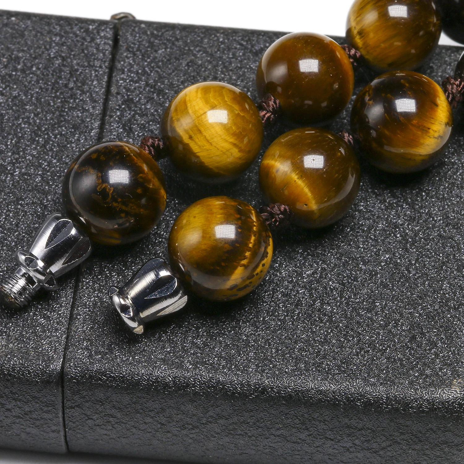 Natural 8mm Tiger Eye Stone Ball Beads Necklace For Women Handmade Knotted Men Classic Style Holiday Gifts Jewerly 18 Inch