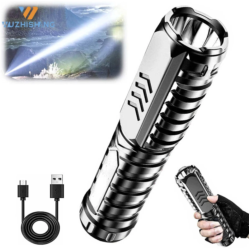 1/2PC Special Forces Strong Light Flashlight Powerful LED USB Charging Flashlight Outdoor Portable Household Commonly Used Light