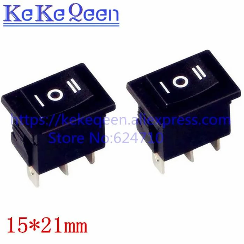 Interrupteur à bascule pour bateau, 15x21mm, 3 broches, 6a/250V 10a/125V 15x21, 20 pièces