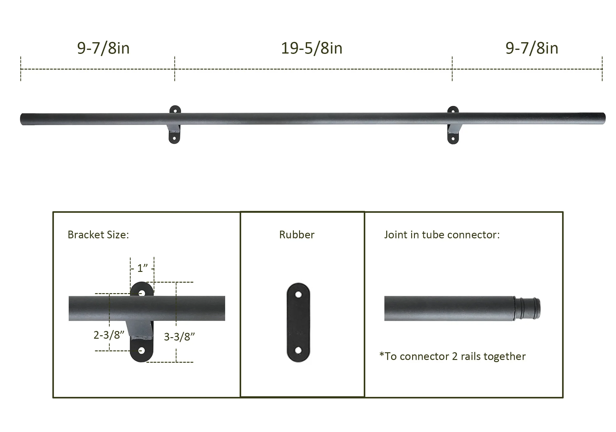 DIYHD 300cm Black Sliding Library Ladder Hardware Rolling Full Set Track Kit(No Ladder), Floor Roller with Brake