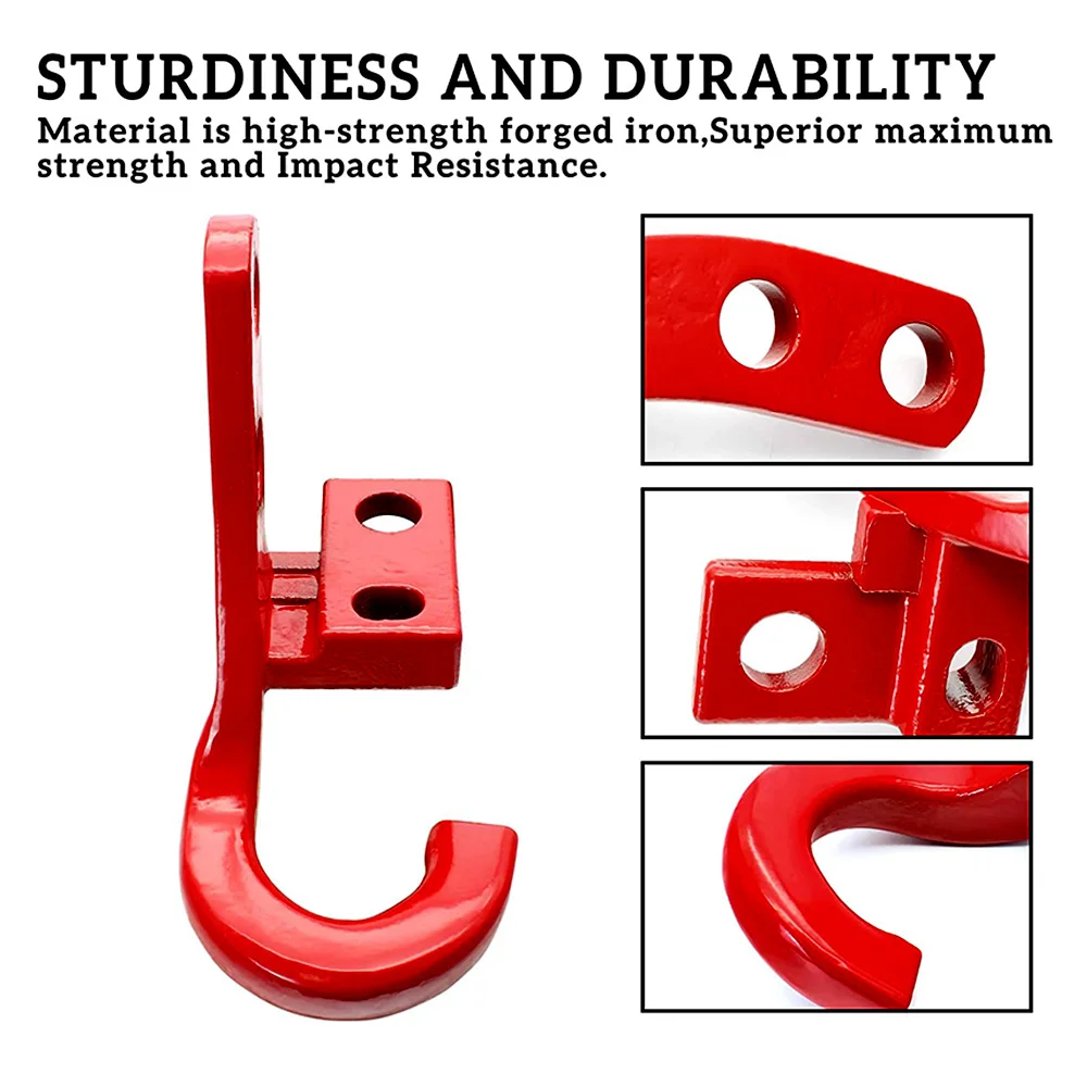 Tow Hook Kit Left Trailer Hitch Receiver for 2018 2019 2020 2021 2022 2023 Jeep Wrangler JL JLU Towing Accessories, Red