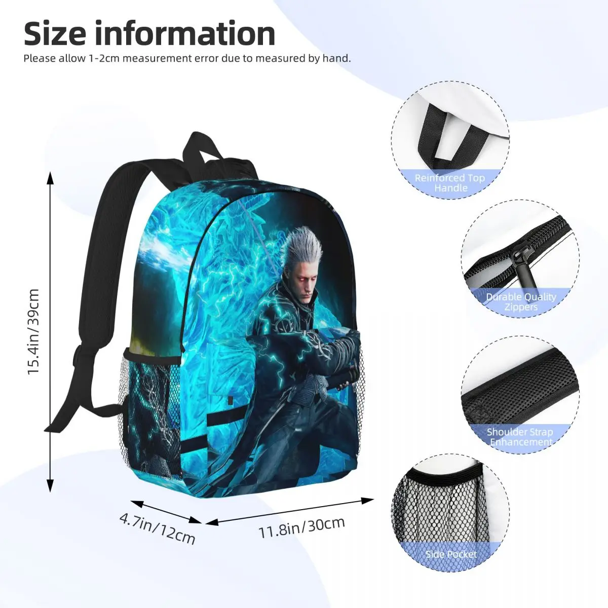 Vergil From The Devil May Cry Series Backpacks Teenager Bookbag Casual Children School Bags Laptop Rucksack Shoulder Bag