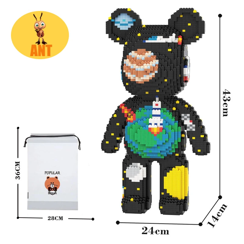 43CM Kawaii Bär Bausteine Spielzeug, Montage Spielzeug, für Jungen und Mädchen Geschenk, kreative Baustein, Ornamente, Heimdekoration