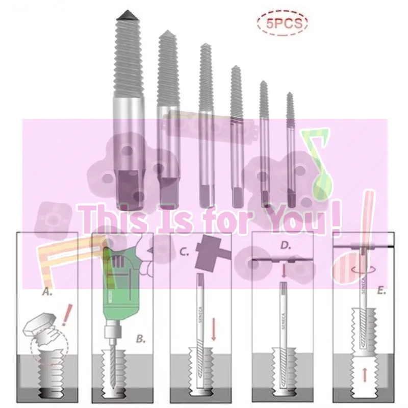 【MA】1/5/6 Pcs High Carbon Steel Broken Screw Extractor Thickened Deep Thread For Home Plumbing Repair DIY Jobs