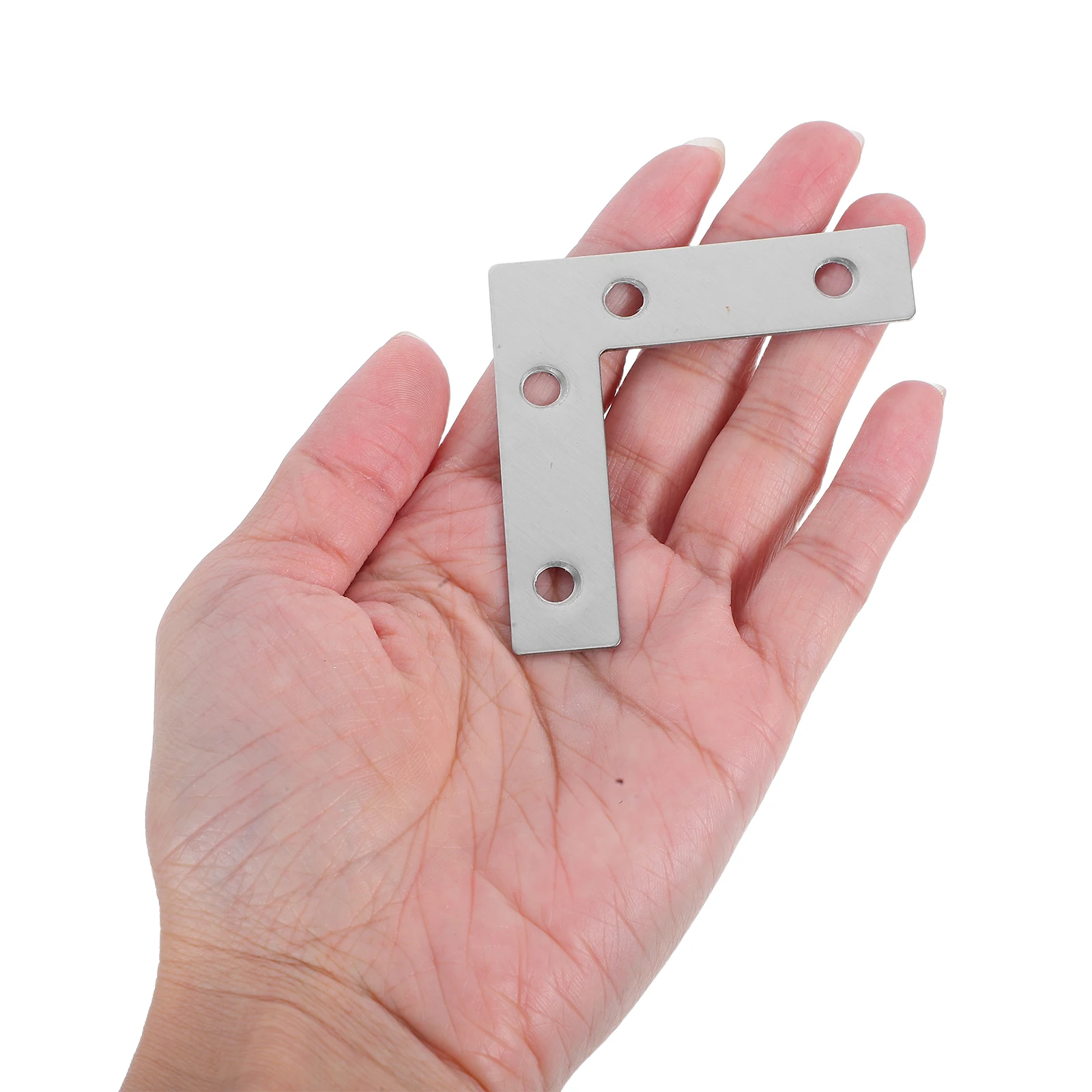 

1Set Stainless Steel Flat L Bracket with Four Holes Right Angle Connector for Wood Shelves and Cabinets Heavy Duty Shelf Support