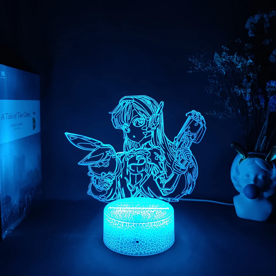 3D LED Anime Game Overwatch DVA  Lamp Fantastic Cute  Acrylic Night Lamp Gift Desktop Room Decor