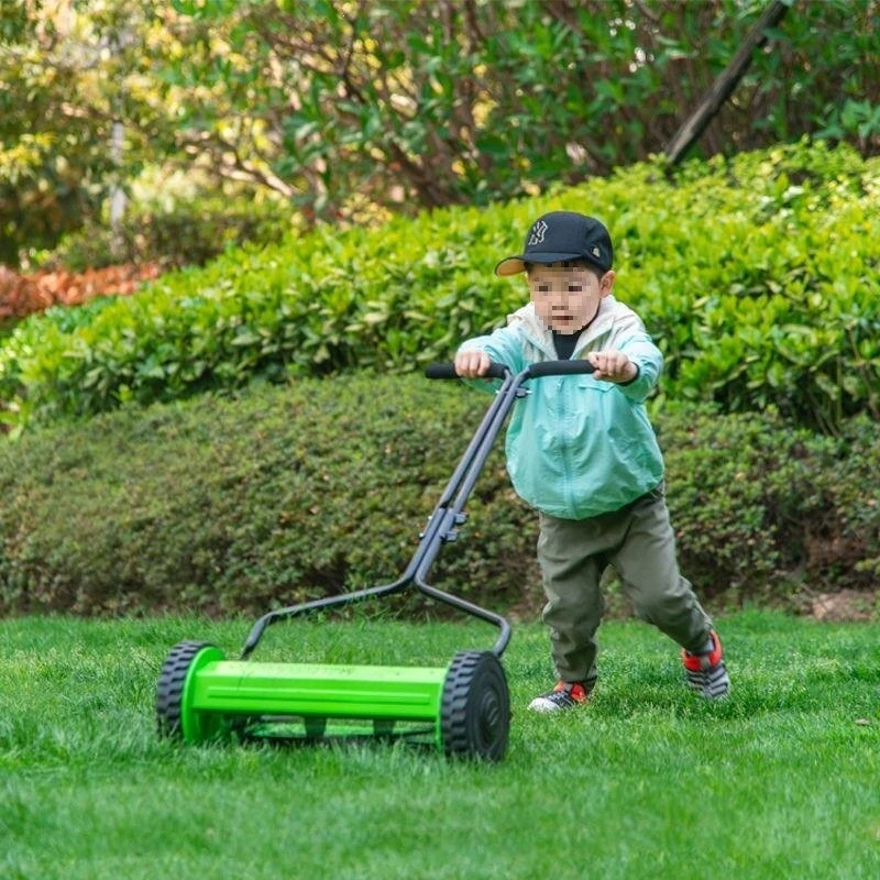 

20 Inch 4-Wheel American Style Hand Push Lawn Mower 9-Level Quick Height Adjustment for Villa Garden Small Lawn Trimming