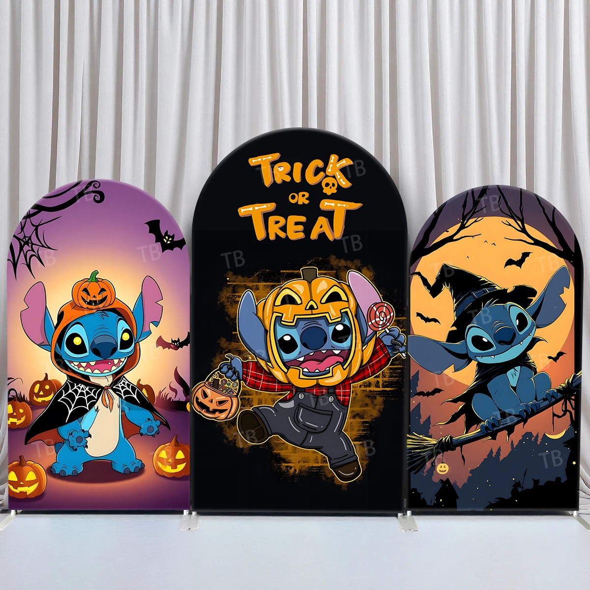 

TB Disney Stitch Halloween Theme Arch Backdrop Cover for Celebrating Party Festival Photography Background Decor Elastic Fabric