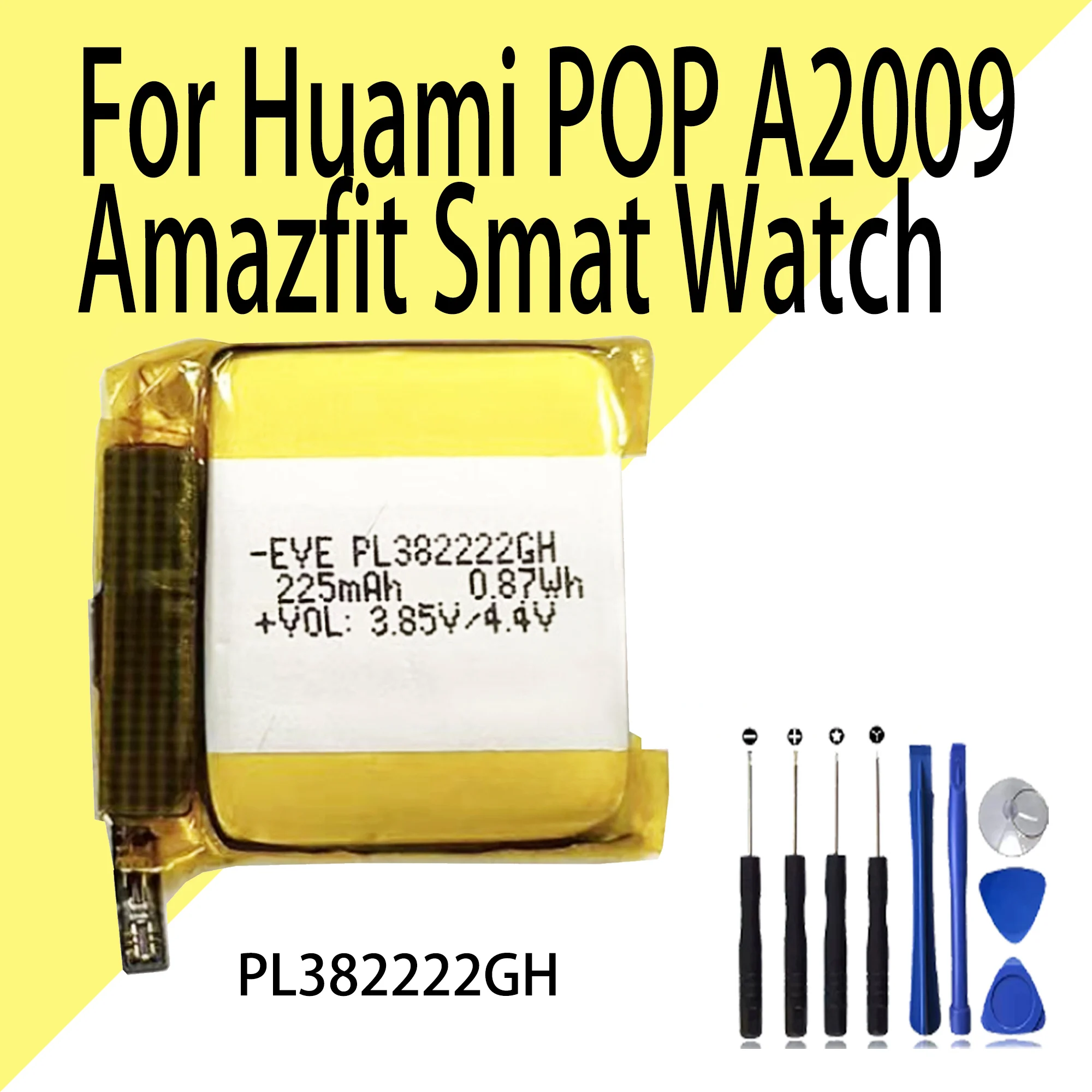 100% high capacity PL382222GH Battery for Huami Amazfit EVE Pop A2009 / Pop Pro A2019 Smart Watch Batteries