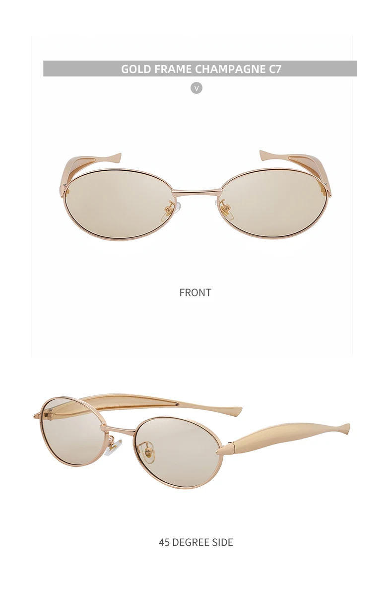 Sexy kleine ovale Punk-Sonnenbrille für Damen, 2026, luxuriös, Vintage, Steampunk, Metallrahmen, Sonnenbrille für Damen, trendige Reise-Sonnenbrille – Detail 19