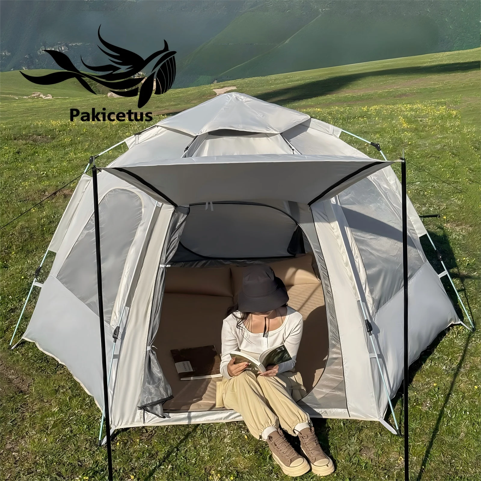 zelt zum aufwerfen Pop up Familienzelt für 3 Personen - ca. 220 x 220 x 130 cm old_id-206501 Color:Yellow - Vista Quick Tent Renson Camargue — VantageVue