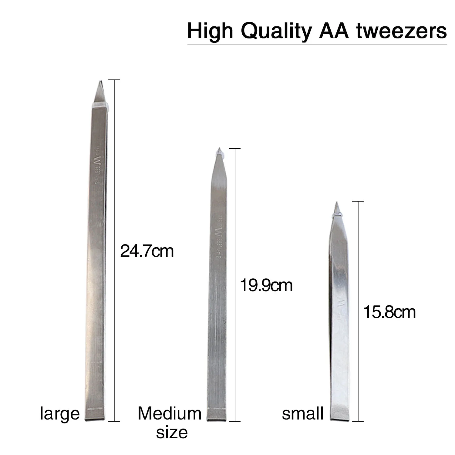 Thickened Stainless Steel Welding Tweezers with Pointed Tips, Straight Pointed Tweezers - Gold Silver Jewelry Goldsmithing Tool