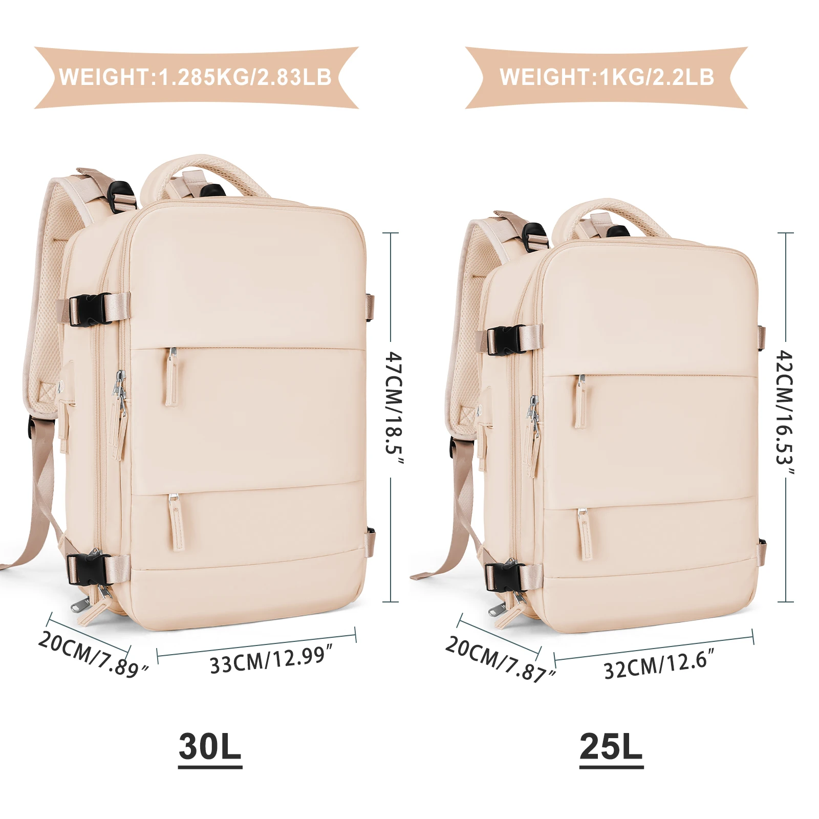 Large Travel Backpack for Men Women, Ryanair Cabin Bag Hand Luggage with USB Port, Carry on Backpack Laptop Bag Casual Daypack view 3
