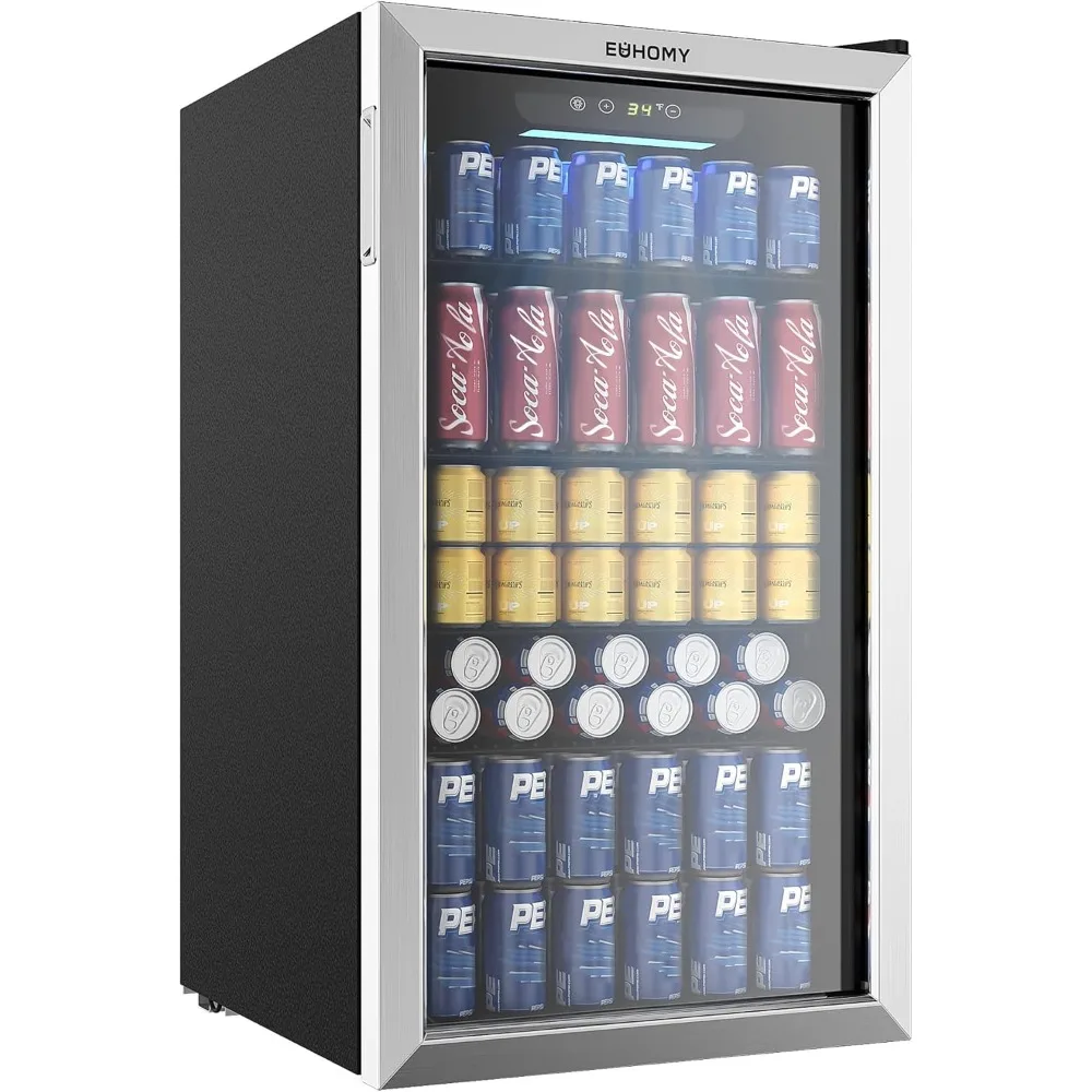 

Beverage Refrigerator Cooler, 130 Can Mini Fridge with Glass Door for Soda Beer or Wine, Beverage Cooler for Home, Office, Bar