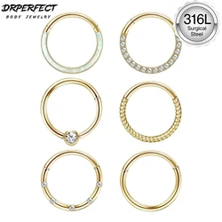 Drperfect 1pc Surgical Steel Nose Hoop Ring for Women Man Septum Ring Clicker Conch Helix Cartilage Earrings Piercing jewelry