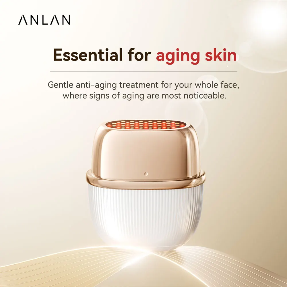 ANLAN Multi-Polar RF Schönheitsgerät zur Hautstraffung, Anti-Aging, Faltenbehandlung, 3-Farben-LED, Hautpflege, 24K Gold Gesichts-Radiofrequenz-Massagegerät – Detail 1