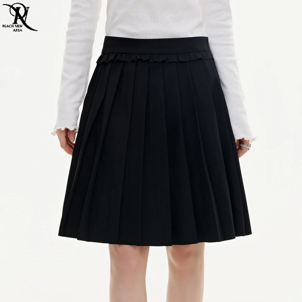 

Women's Summer Skirt Black School Uniform Skirts Trend 2025 Loose Casual A-Line Pleated Skirt Luxury Brands Women's Clothing