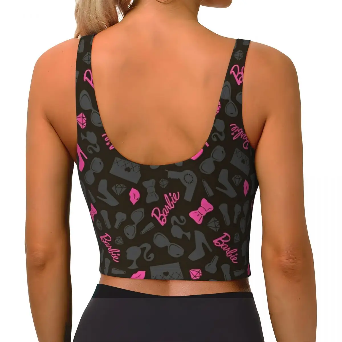 Barbie High Hell Womens' Sports Bra Longline Wirefree Padded with Medium Support Running Sport Bras With Removable Cups