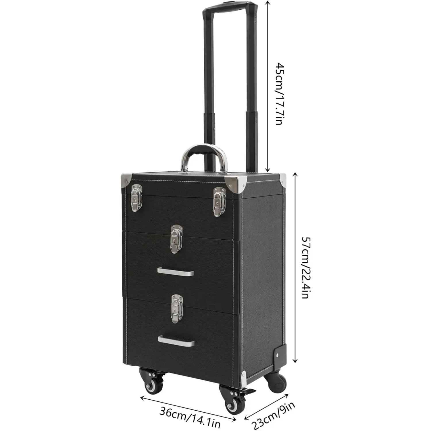 Professional Rolling Makeup Case, Cosmetic Case Trolley, Lockable Make Up Suitcase Cosmetic Trolley with Wheels for Salon Barber