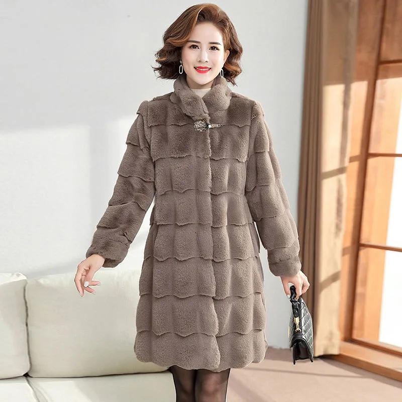 Princess Mink Imitation Mink Fur Coat for Women Mother Coat Winter Rich Woman Ladies Warm Temperament Simple Women's Clothing