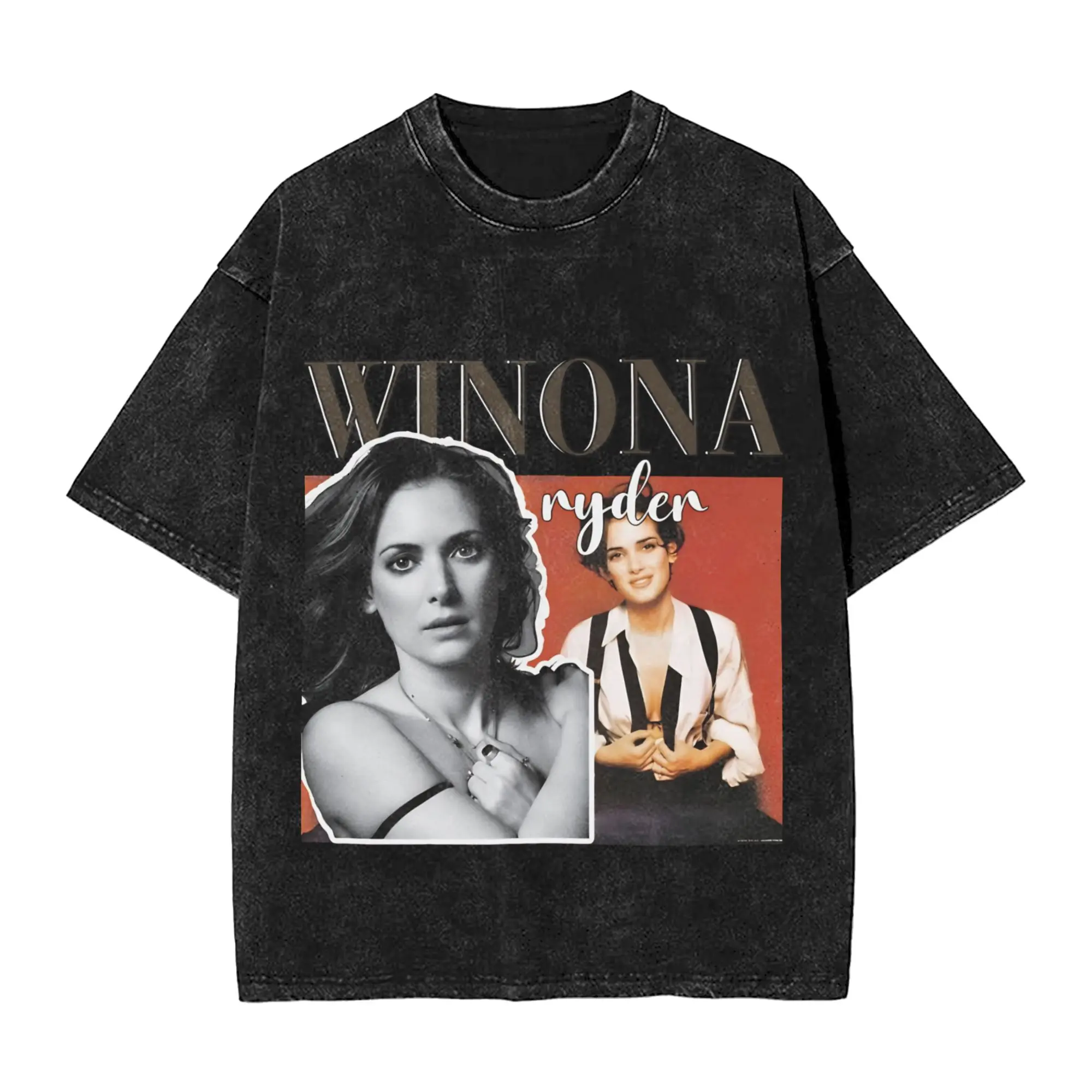 Winona Ryder  Washed T Shirts Streetwear Hip Hop Fashion T-Shirts  Tee Shirt Men Women 100% Cotton Harajuku