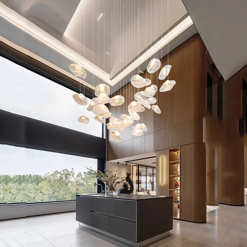 غطاء زجاجي شفاف إيطالي LED معلق للإضاءة الداخلية لغرفة المعيشة والدرج