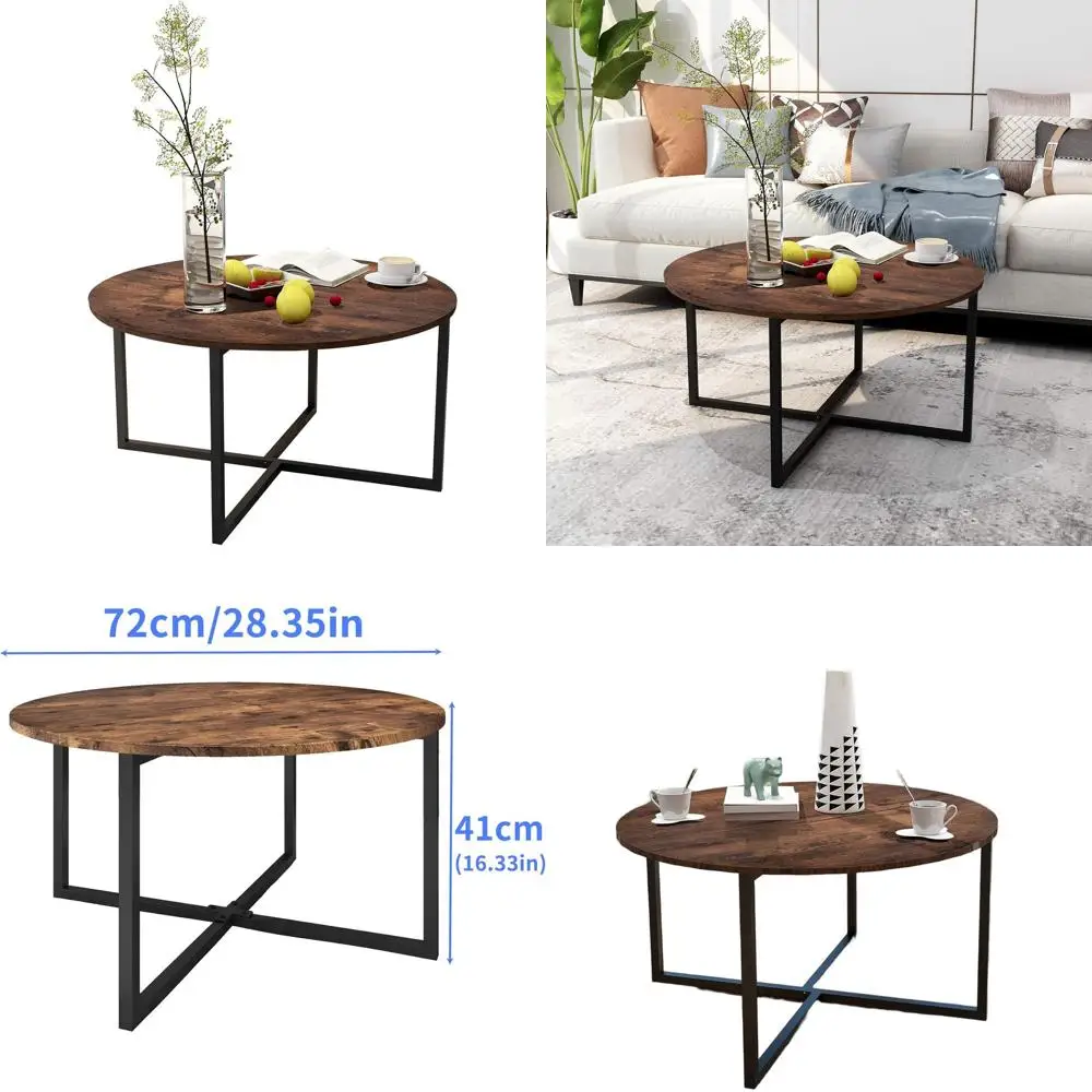 

Modern Rustic Brown Coffee Table for Kitchen and Dining, Suitable for Casual Tea and Office Meetings