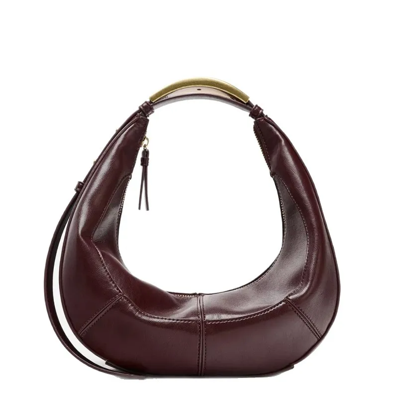 2025 جديد حقائب اليد نصف دائرية للنساء بولي الربط الربط مصمم خمر مطرزة تحت الإبط حقائب كتف حقيبة كروسبودي الإناث