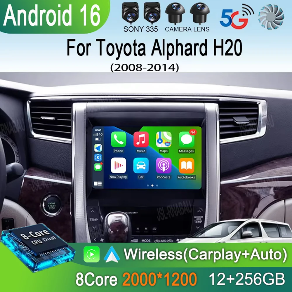 Car Radio Android 16 Carplay Auto Multimedia Player For Toyota Alphard H20 2008-2014 WIFI+4G DSP Autoradio Stereo 2din Head Unit