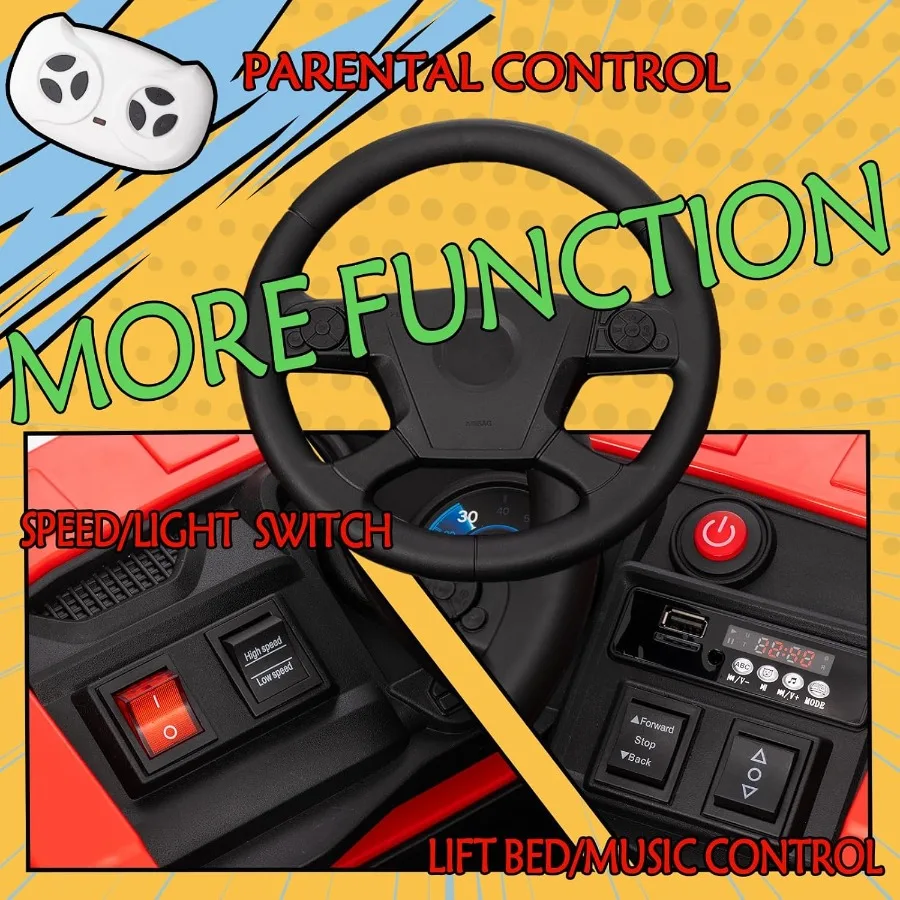 Ride on Dump Truck, Construction Vehicles Tractor Power Wheels Kids Electric Car Ride on Toys Excavator for Toddlers, Remote Con