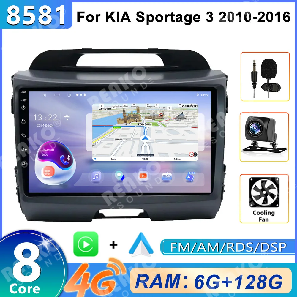 REAKO Android Wireless CarPlay Auto Car Radio for KIA Sportage 3 2010-2015 2016 4G Multimedia Video Player GPS 2din Autoradio