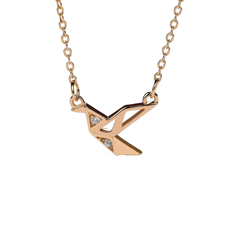 FLOWS 925 Sterling Silver Thousand Paper Cranes Necklace For Woman Diamond-encrusted Zircon Little Bird Clavicle Chain Jewelry