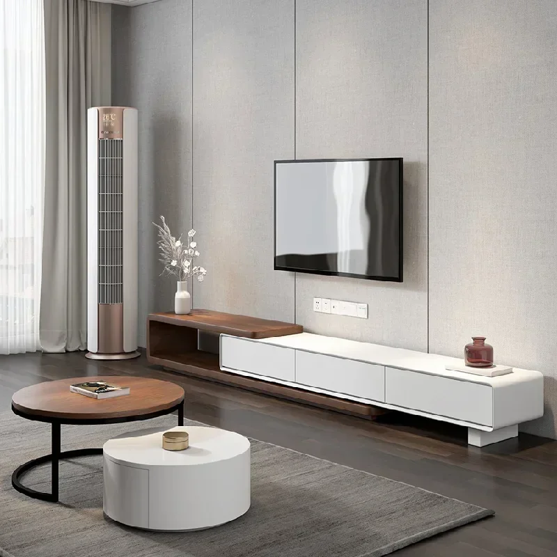 Meuble TV blanc avec consoles, meuble TV café au sol, centre mobile, supports TV modernes, salon, meubles de maison