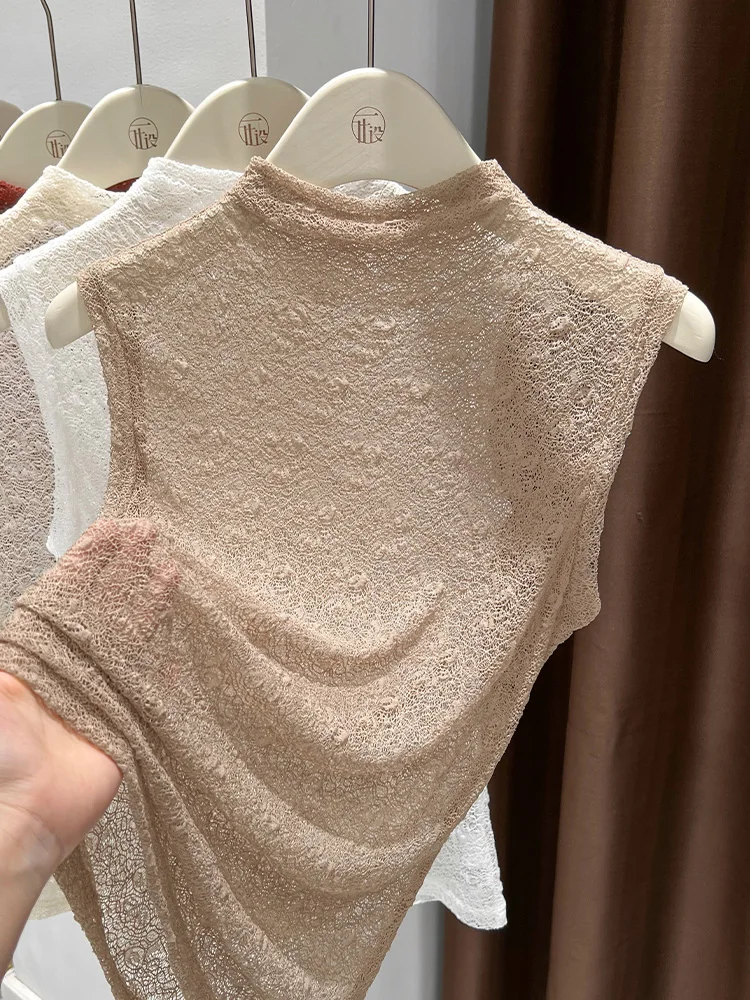 เสื้อสเวตเตอร์ผู้หญิงคอสูงแบบมีลูกไม้  สำหรับใส่เป็นเสื้อตัวใน  คอเสื้อปลอม  แฟชั่นฤดูใบไม้ร่วง  สำหรับสุภาพสตรี...