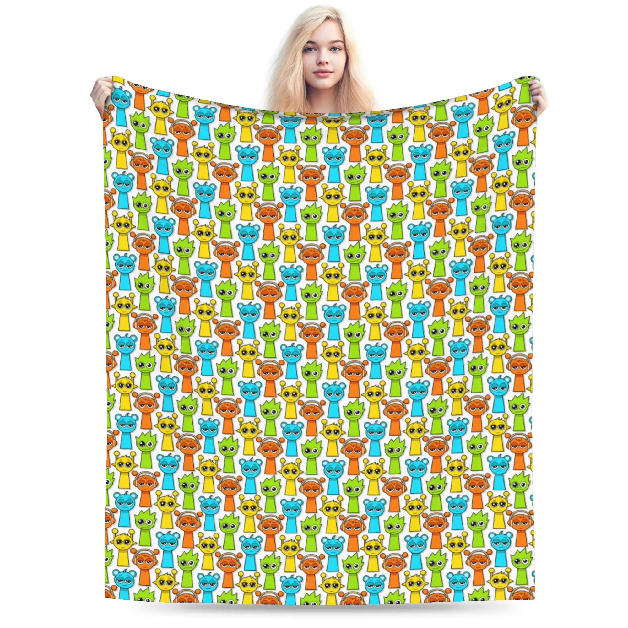 Cartoon Sprunkis Game Blanket Fleece Decoration  Multi-function Soft Throw Blankets for Bedding Travel Bedspreads