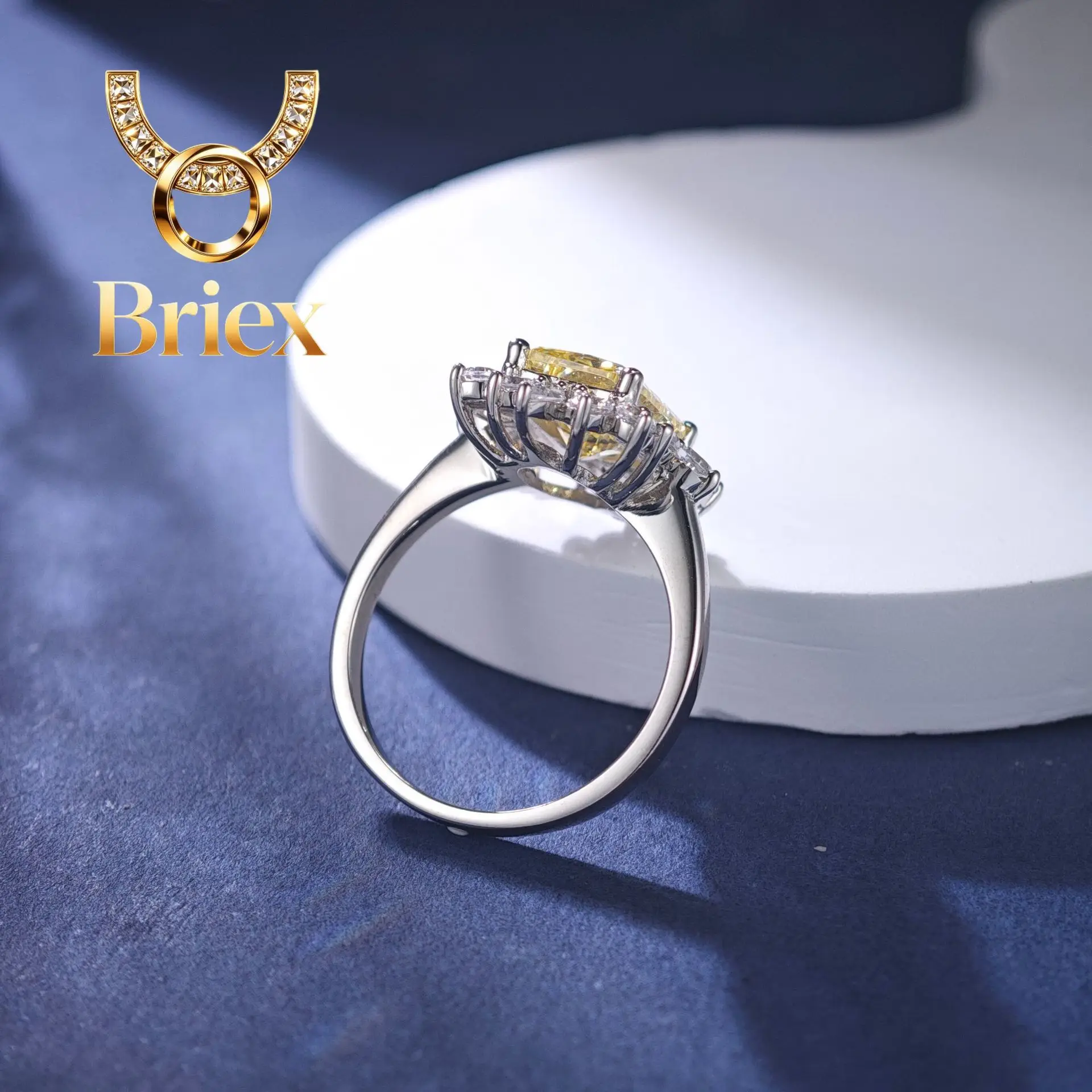 

Briex Jewelry 3 Carat Moissanite Halo Ring for Women, PT950 Platinum Marquise Accents, Glamorous, Delicate & Gift-Worthy